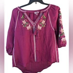 Sundance Pink embroidered Boho beach Blouse Tunic